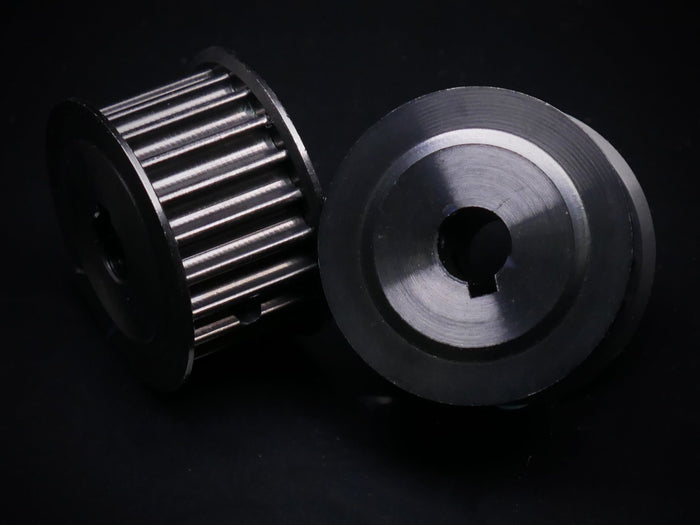 Motor Pulley (CNC'd aluminum) (2x pulleys // 2x keys // 4x grubs/circlips)